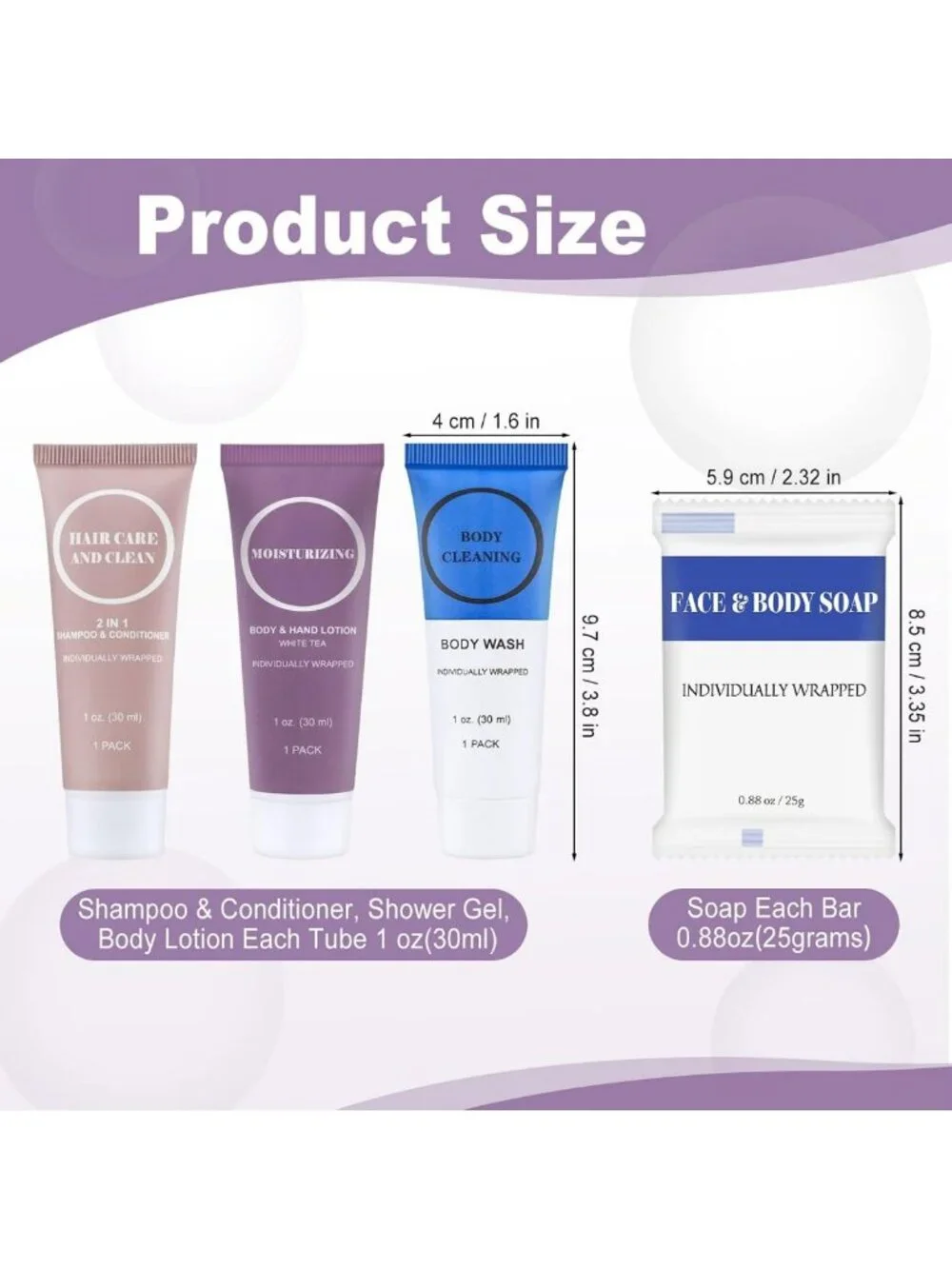 Travel Size Toiletries Set, Individually Wrapped Essentials, 1 Fl Oz (80 Pack)